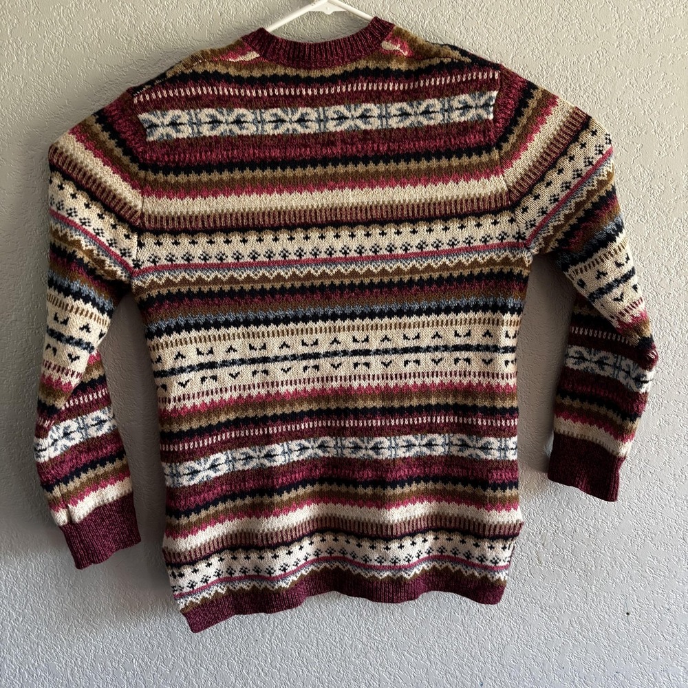 Sundance Cardigan Sweater Womens Small Multicolor Fair Isle Knit Button Pockets - Picture 5 of 7